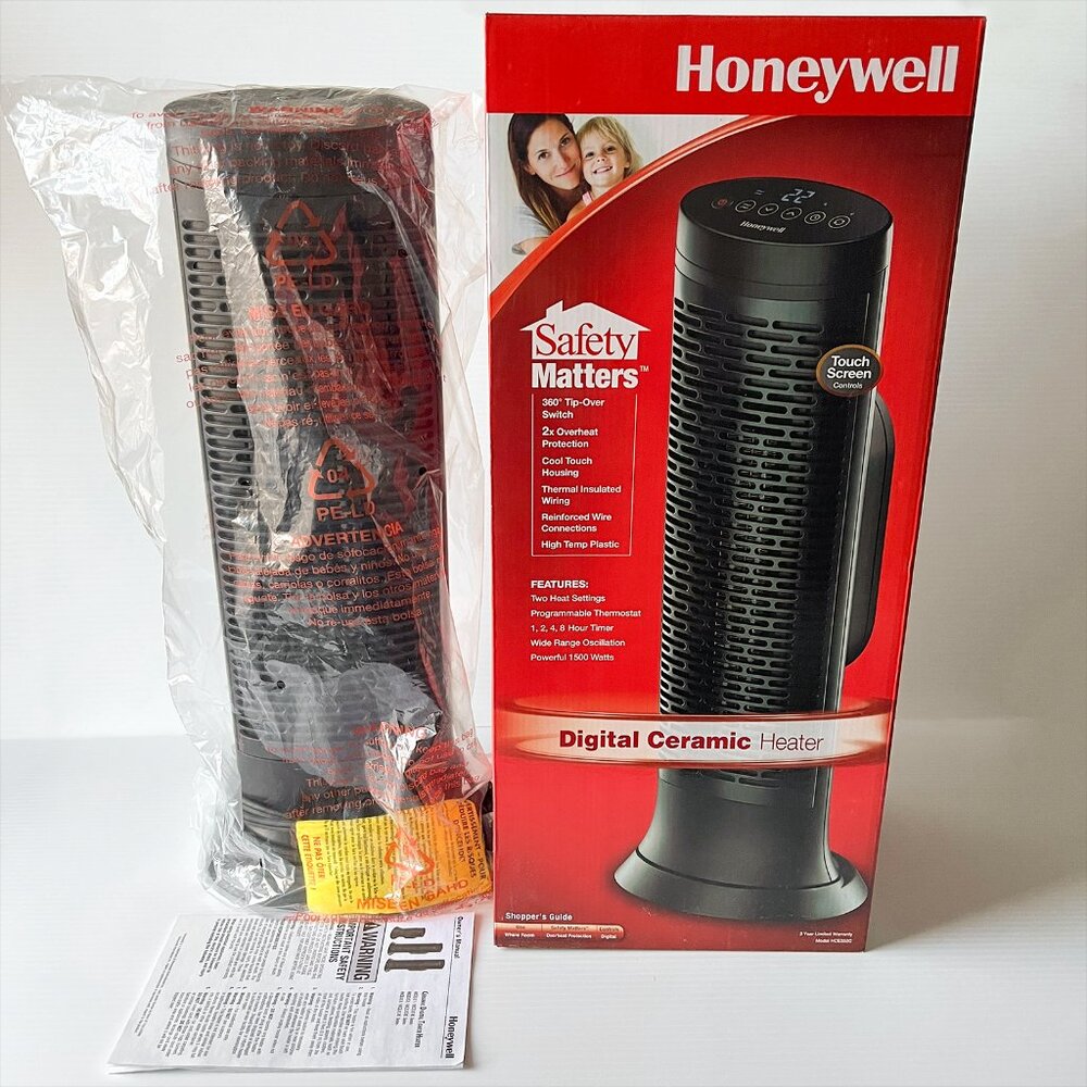 Honeywell HCE352C Digital Ceramic Tower Heater 1500w Slim Black